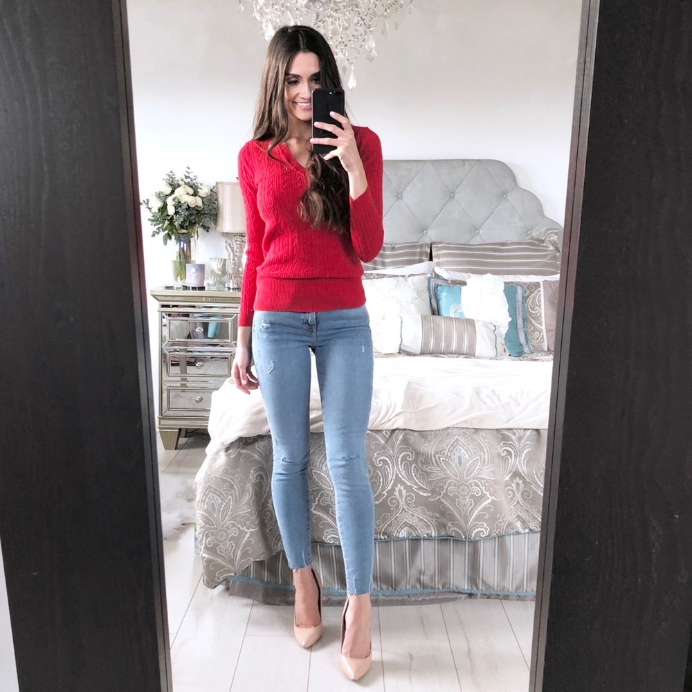 V Neck Sweater Top